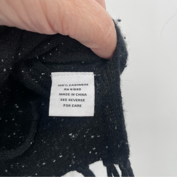 525 America Black Marled Cashmere Poncho Sweater with Fringe - Picture 10 of 12